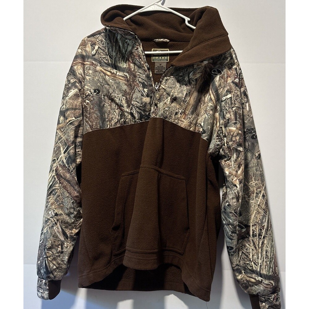 Drake Jacket Brown Camo Fleece Duck Hunting Shadow Grass Habitat Men’s Medium
